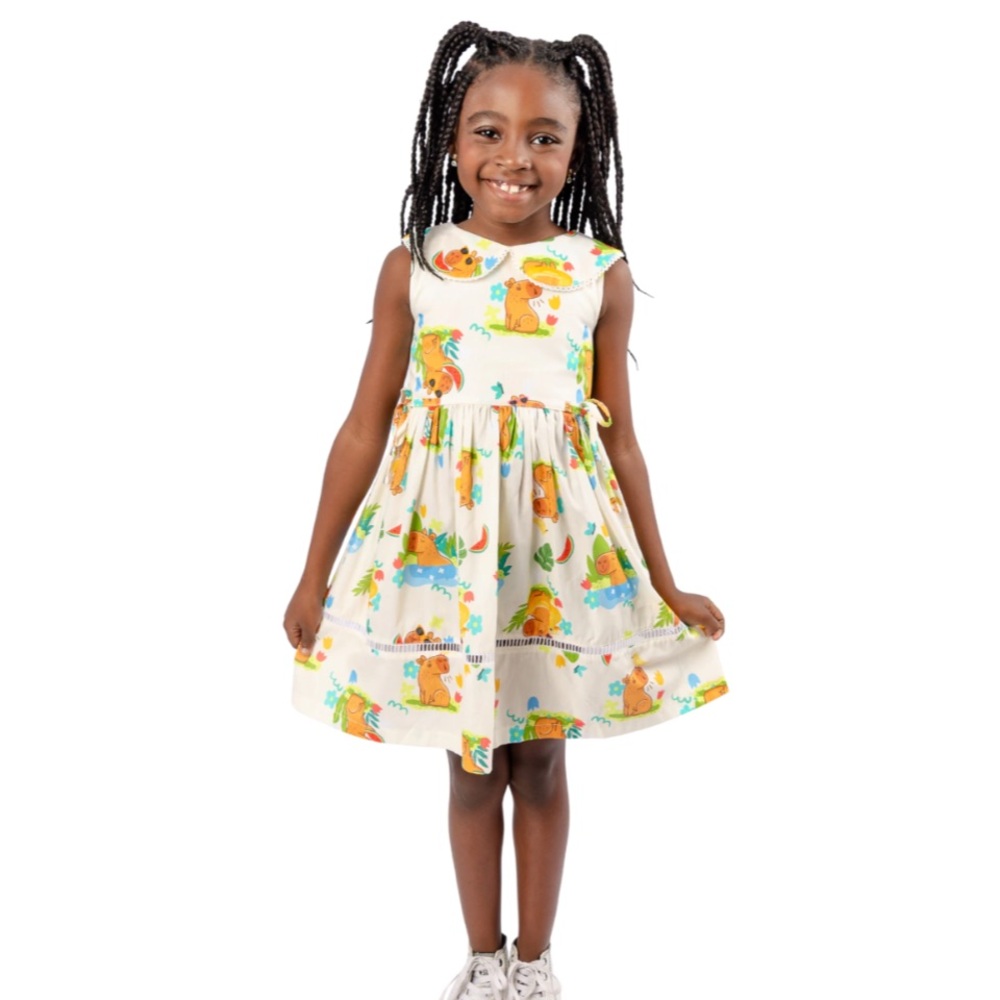 Light Beige Donut Print Children's Dress